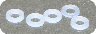 100) #4 X 1/4 X .032 Flat Washers / Nylon / Natural